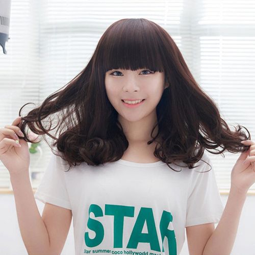 跨境外贸假发新风尚 女中长直发齐刘海欧美头套厂家现货直供，支持海外代发